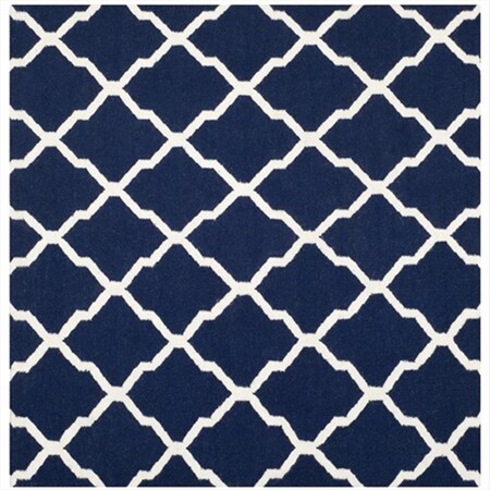 Safavieh 6 x 6 ft. Square- Contemporary Dhurries Navy And Ivory Hand Woven Rug DHU634D-6SQ